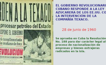 Nationalization of Texaco Company by the Cuban government 1 Fidel Castro nationalized Texaco Company in an answer to the US blockade
