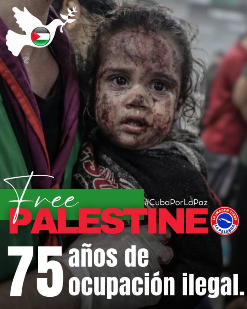 Contraamaestre rejects as the whole Cuba the genocide Isarel is committing over the Palestinian people.