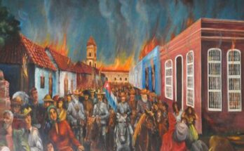 Bayamo on fire against Spanish colonialism