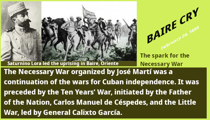 Honor in Santiago de Cuba to Baire Cry 1 The Cry of Bbaire was the sparking light to resume the wars for the independence of Cuba.