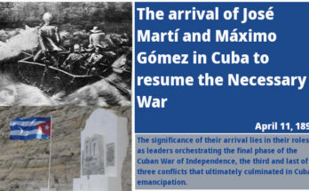 The arrival of José Martí and Máximo Gómez in Cuba to resume the Necessary War