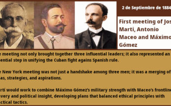 First meeting of José Martí, Máximo Gómez and Antonio Maceo.