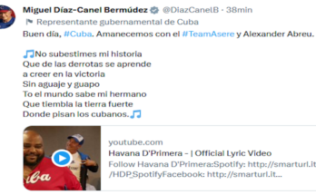 Presidente de Cuba celebra canción al equipo de béisbol